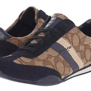 Women’s COACH “Kelson” outline signature Jacquard brown/tan sneaker  women’s 8